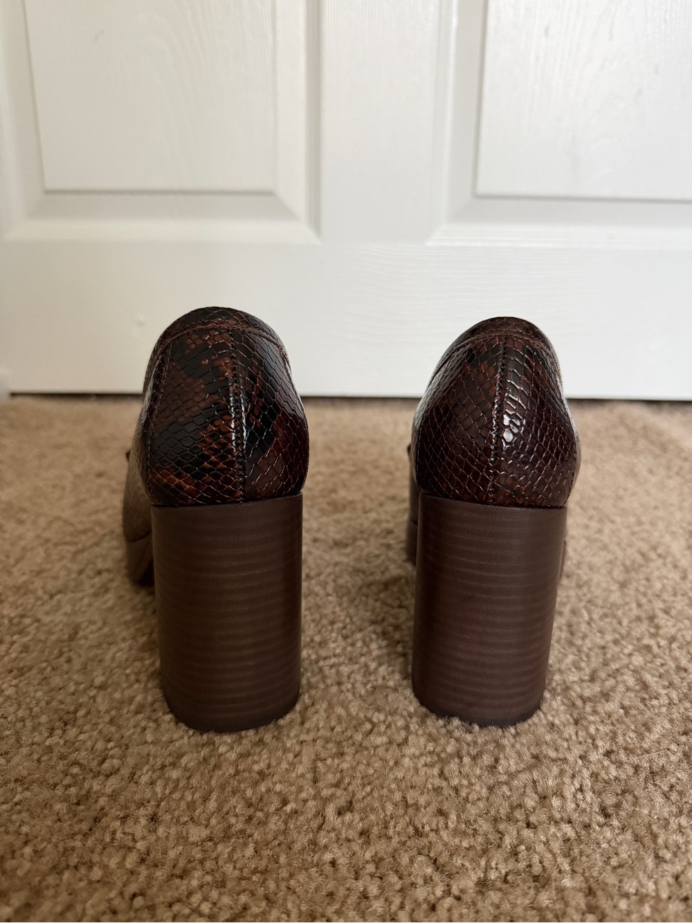Sézane Brown Snakeskin-Effect Loafers - Picture 4 of 8